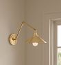 Poplar Articulating Sconce, Brass Shades