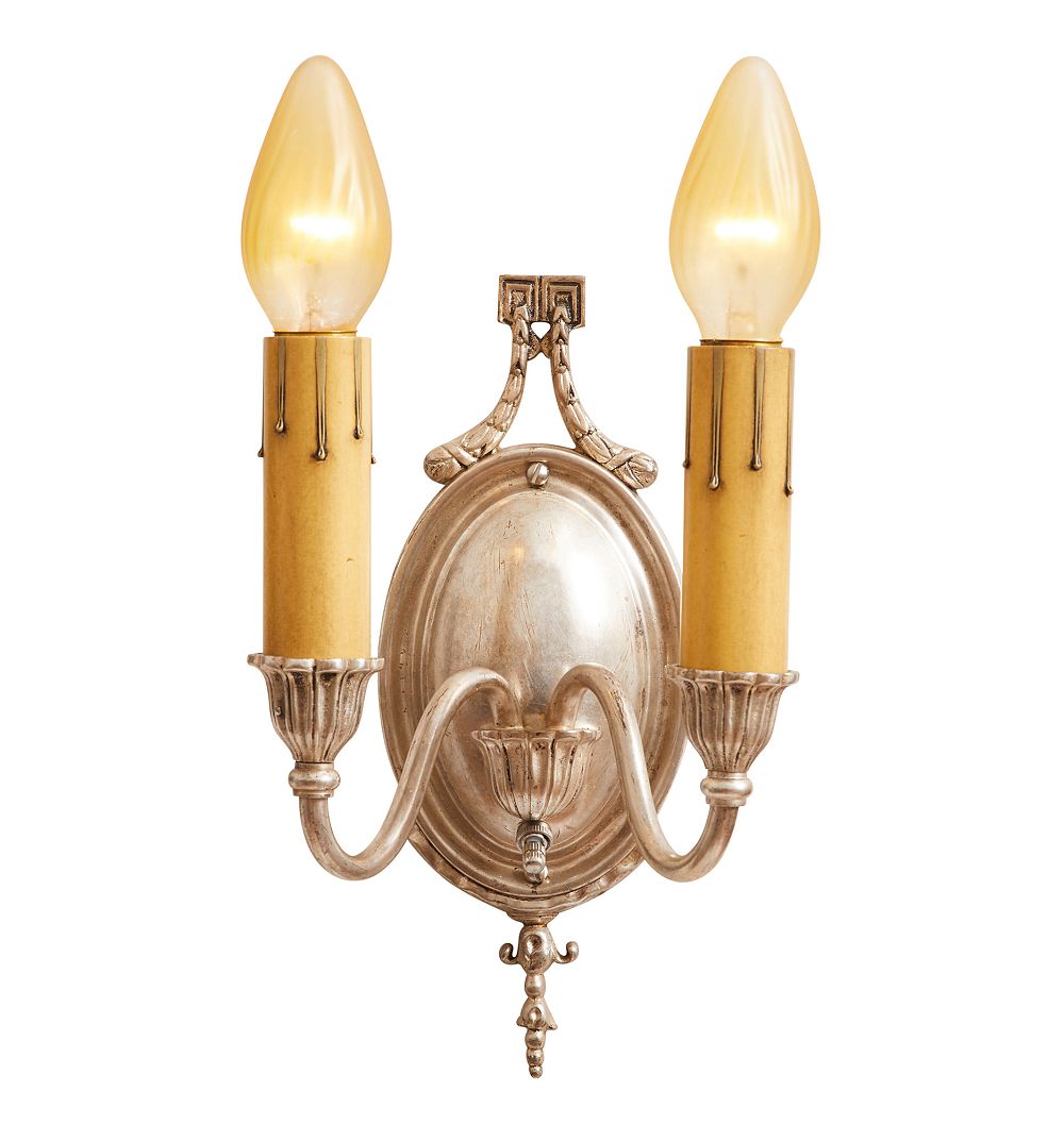 Vintage Colonial Revival Double Sconces Silver Set of 5 by Rejuvenation