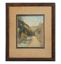 Vintage Painting of Landscape with Scenic River