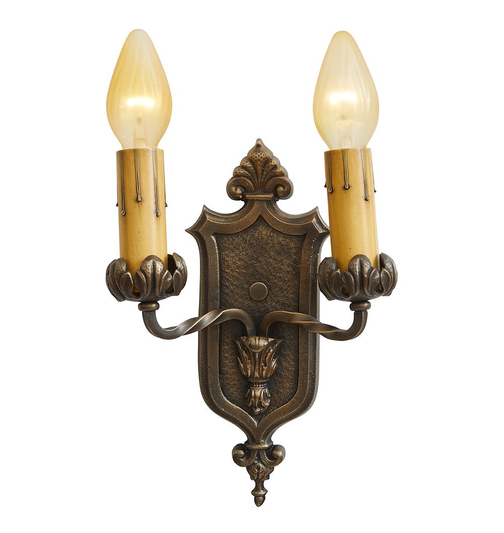 Vintage Pair Romance Revival Sconce Double Candle Light Twisted Arms by Rejuvenation