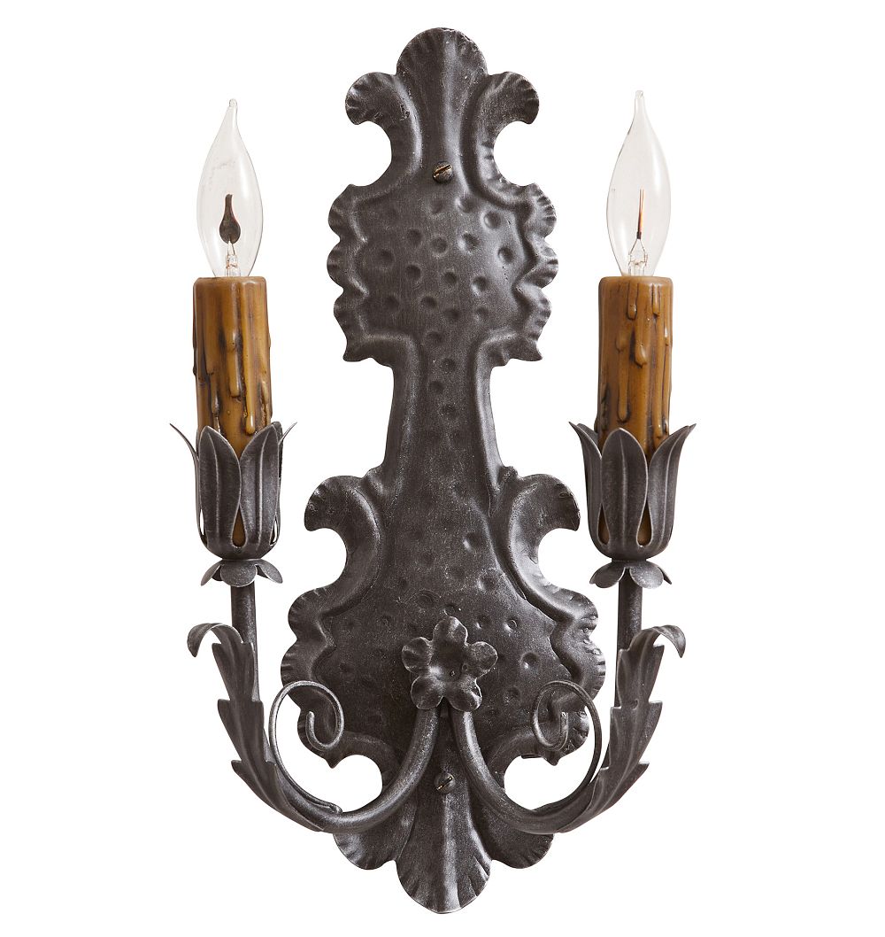Vintage Pair Sconce classical revival 2 light candle by Rejuvenation