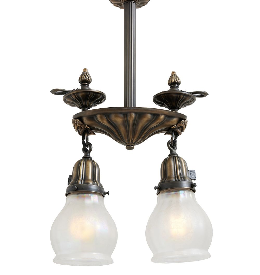 Vintage Pendant Colonial Revival 2 Light Lions Head by Rejuvenation