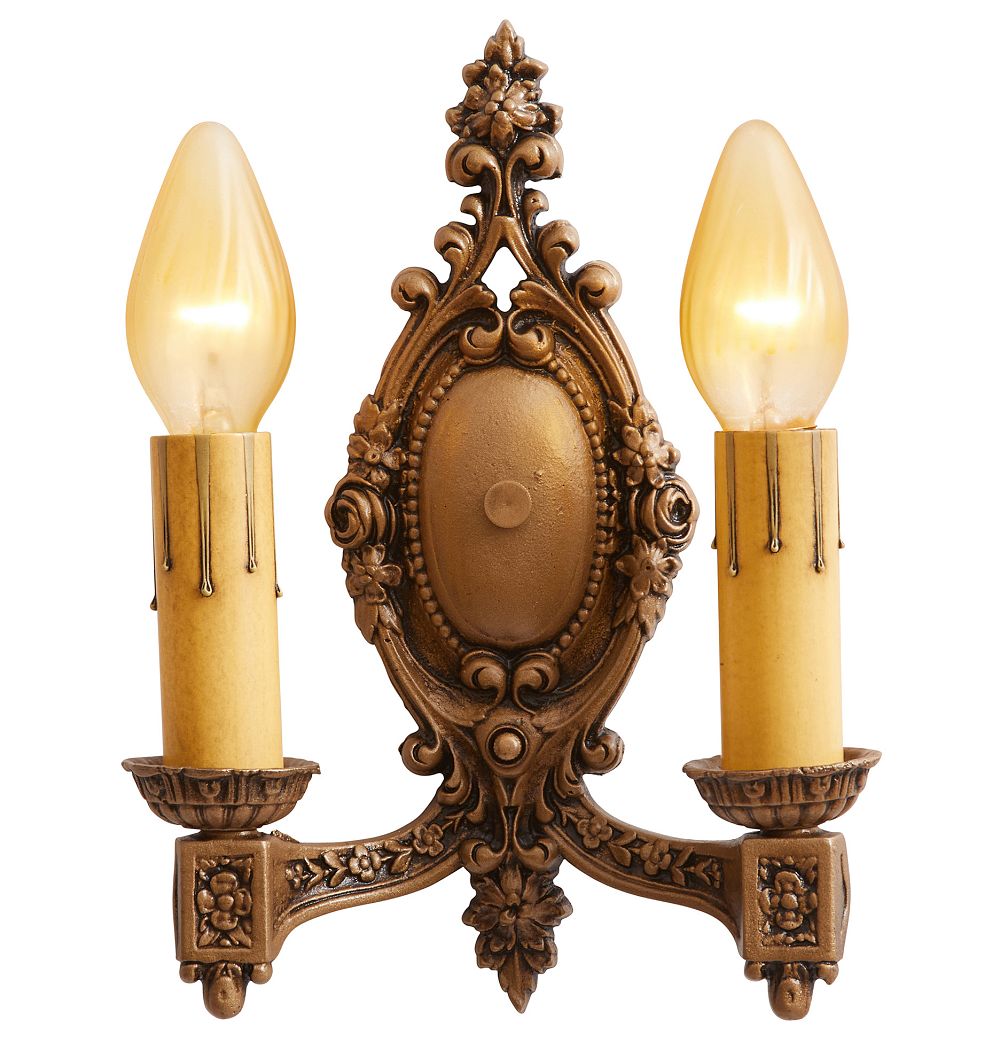 Vintage Revival Double Sconce Pair of 2 Candle Iron by Rejuvenation