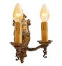 Vintage Romance Revival Double Sconces Coat of Arms Set of 4 Brass