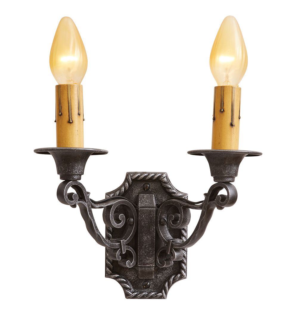 Vintage Spanish Revival Double Sconce Iron Candle Pair 2 by Rejuvenation