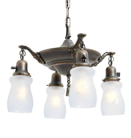 Vintage Classical Revival Chandelier 4 Light Aladdin Pan by Rejuvenation