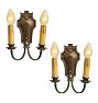 Vintage Pair Romance Revival Sconce Double Candle Light Rope Motif Beading Backplate