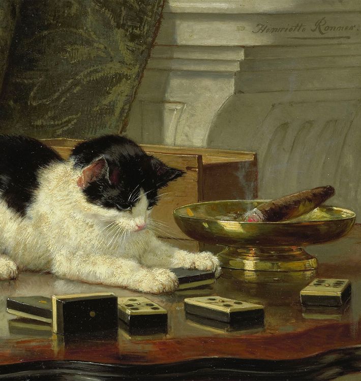 Cat at Play by Henriëtte Ronner Framed Reproduction Wall Art Print
