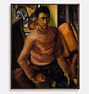 Self-Portrait of Malvin Gray Johnson Framed Reproduction Wall Art Print, 25" x 31" - Walnut Finished Wood Float Frame