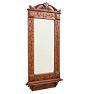 Vintage art Nouveau Carved Oak 2 Piece Mirror with Shelf