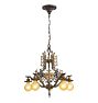 Vintage Art Deco Cast Iron Chandleier with Two Tone Scrollwork