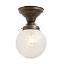 Flush Mount with Vintage Etched Grape Shade