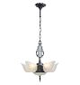 Vintage Art Deco Cast Iron Chandelier with Slipper Shades  and Bottom Diffuser