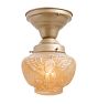 Flush Mount with Vintage Amber Eagle Pressed Shade