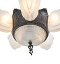 Vintage Art Deco Cast Iron Chandelier with Slipper Shades  and Bottom Diffuser