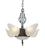 Vintage Art Deco Cast Iron Chandelier with Slipper Shades  and Bottom Diffuser