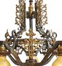 Vintage Art Deco Cast Iron Chandleier with Two Tone Scrollwork