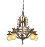 Vintage Art Deco Cast Iron Chandleier with Two Tone Scrollwork
