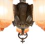 Vintage Art Deco  Ornate Chandelier with Amber Frosted Shades