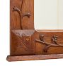 Vintage art Nouveau Carved Oak 2 Piece Mirror with Shelf