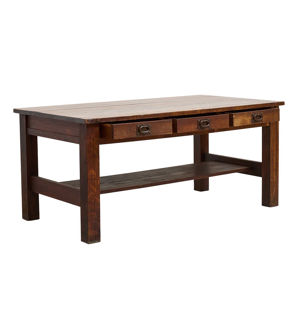 Vintage Mission Gustaf Stickley 3 Drawer Desk by Rejuvenation
