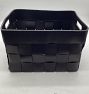 Open Box: Woven Leather Basket, Rectangle (16-1/2"L x 13-1/2"W x 10-3/4"H) - Black
