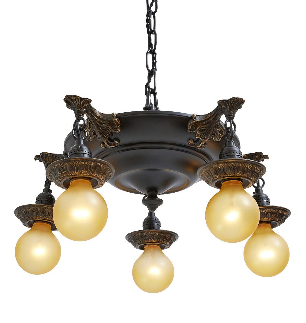 Vintage Classical Revival Pan Chandelier 5 Light by Rejuvenation