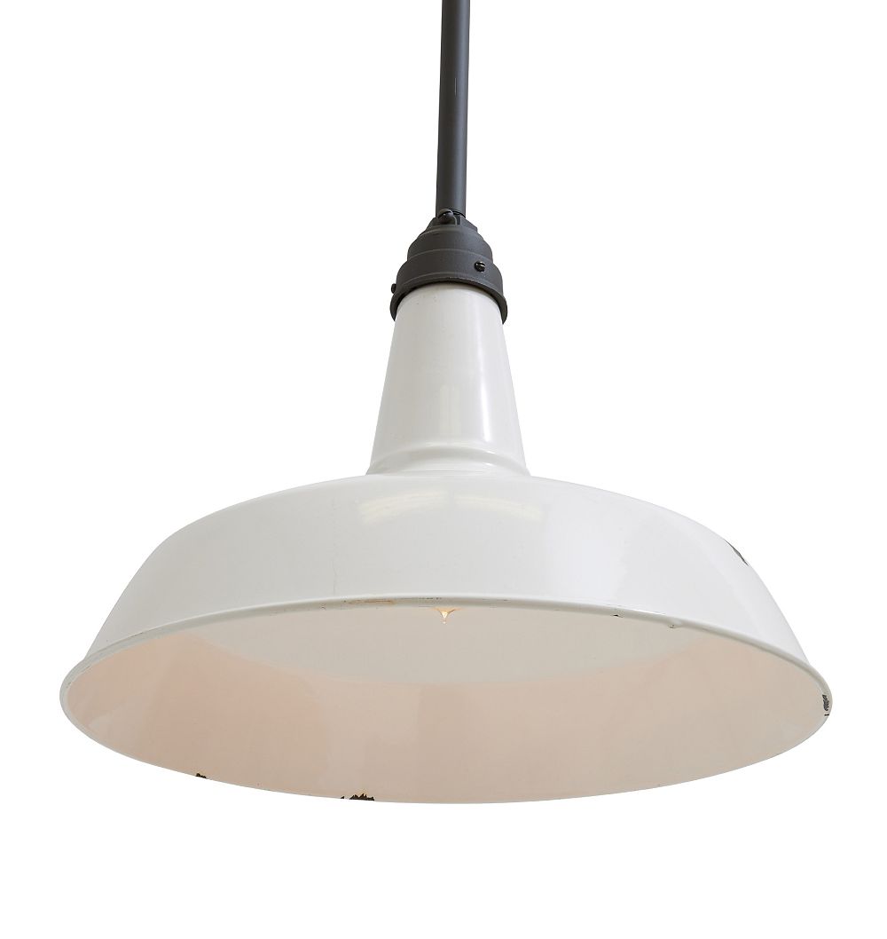 Vintage Industrial Pendant White Enamel by Rejuvenation