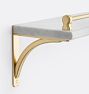 Open Box: Lorraine Marble Shelf, Rail &amp; Bracket (6" x 24") - White Stone, Aged Brass