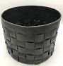 Open Box: Woven Round Leather Basket (16.5"W x 13"H) - Black