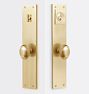 Tabor Oval Knob Exterior Door Set, Aged Brass