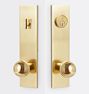 Irving Brass Knob Exterior Door Set, Aged Brass