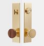Tumalo Walnut Knob Exterior Door Set, Aged Brass