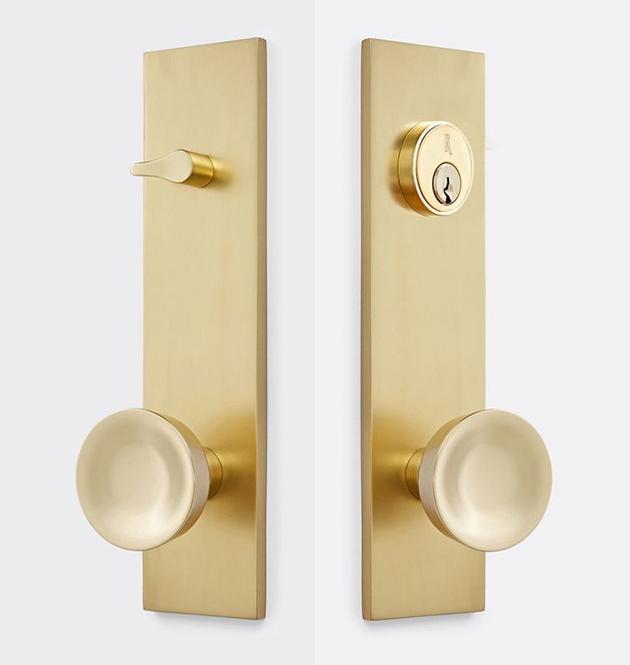 Trask Brass Knob Exterior Door Hardware Tube Latch Set | Rejuvenation