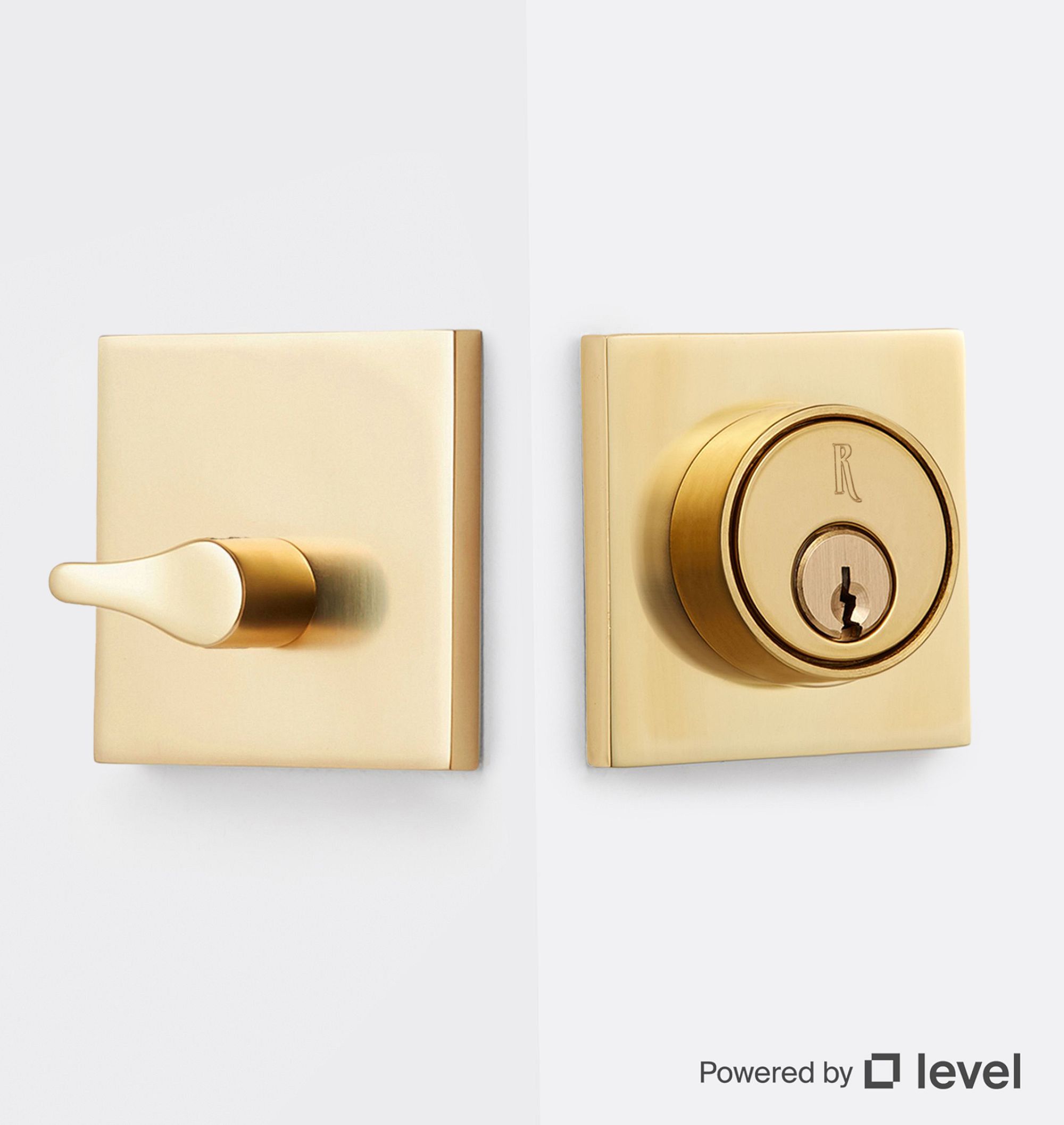 Richmond Brass Square Exterior Door Set With Level Bolt Smart Lock