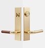 Tumalo Walnut Lever Handle Exterior Door Set, Aged Brass