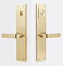 Tabor Lever Handle Exterior Door Set, Aged Brass