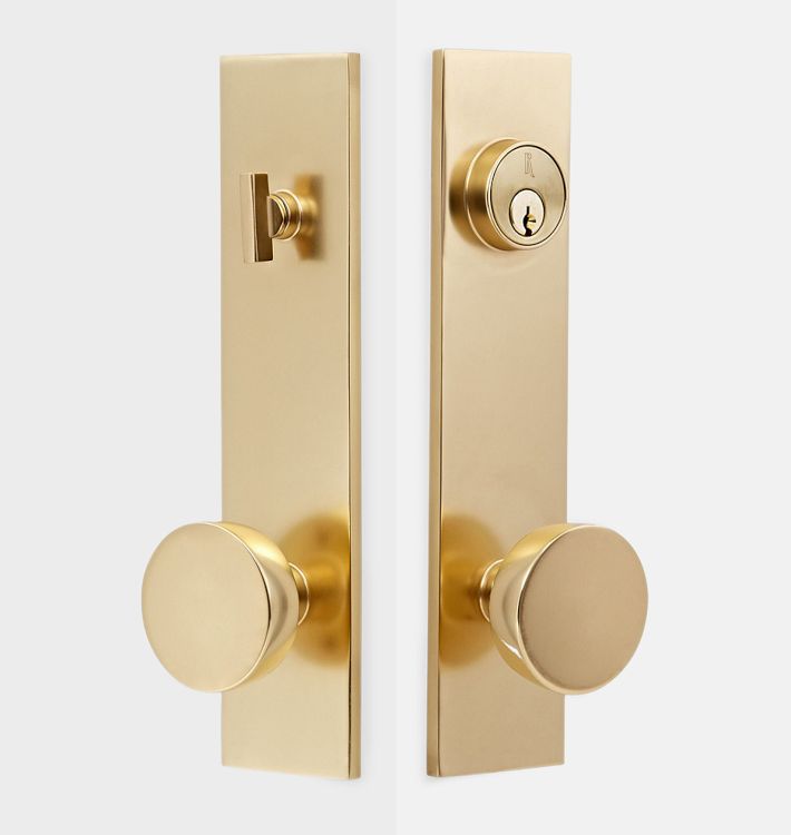 Tumalo Brass Knob Exterior Door Hardware Tube Latch Set | Rejuvenation