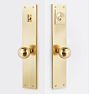 Tabor Ball Knob Exterior Door Set, Aged Brass