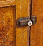 Vintage Wooden Lift Top Storage Cabinet with 2 Drawers and Original Hardware