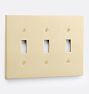 Fenton Triple Toggle Switchplate, Aged Brass
