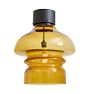 Vintage Modern Flush Mount with Organic Shaped Amber Glass Shade