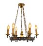 Vintage Colonial Revival Steel and Brass ring Chandelier