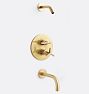 Blair Thermostatic Shower & Tub Set, Aged Brass