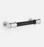 Ladd Leather Drawer Pull, 4" - Black Leather w Polished Nickel