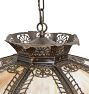 Vintage Art Nouveau Chandelier with  Tiffany Style Slag Glass and Botanical Metalwork Chandelier