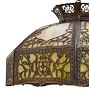 Vintage Art Nouveau Chandelier with  Tiffany Style Slag Glass and Botanical Metalwork Chandelier