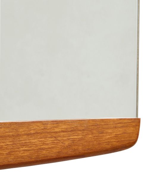 Vintage Danish Modern Walnut Curved Wall Mirror by Rejuvenation