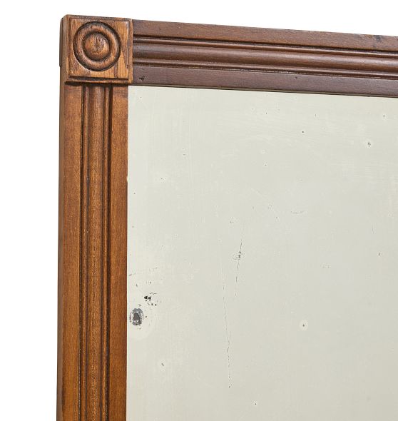 Vintage Late 19th Century Carved Oak Eastlake Colonial Revival Wall Mirror Rectangle by Rejuvenation