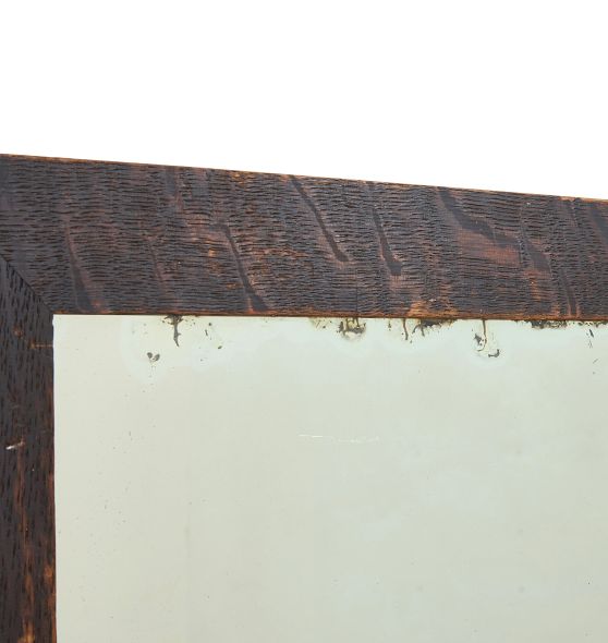 Vintage Primitive Stained Oak Wall Mirror by Rejuvenation